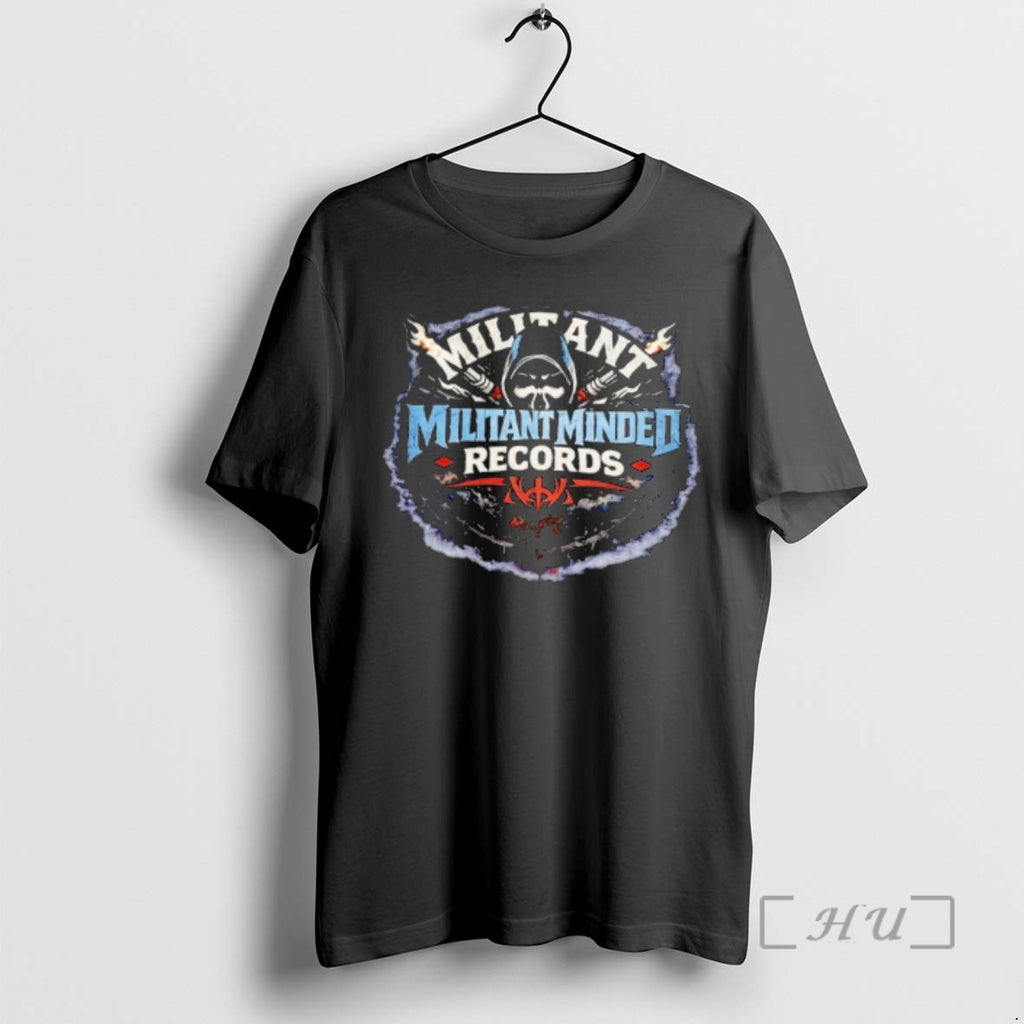 Officials Militant Minded Records Hooded Skull Logo Hip Hop Music Graphic Premium T Shirts Sweater
