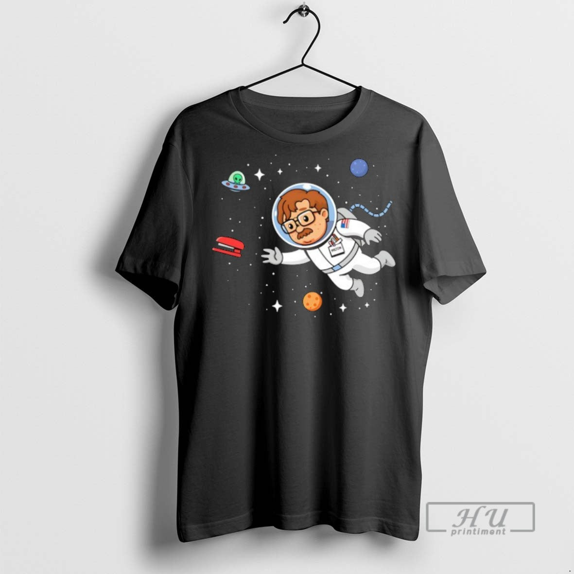 Officials Milton Waddams From Office Space As An Astronaut Chasing His Red Stapler In Space