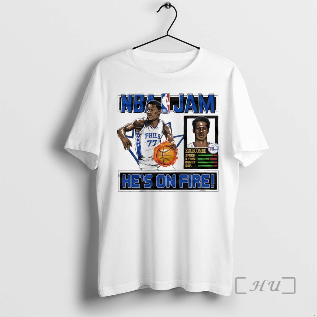 Officials Nba Jam Vj Edgecombe Philadelphia 76ers Hes On Fire Circle Premium T Shirts Sweater