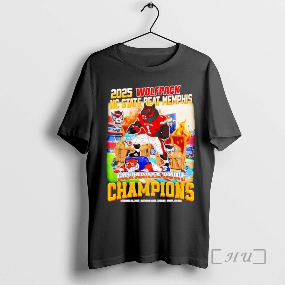 Officials Nc State Wolfpack Beat Memphis Tigers Gasparilla Bowl Champions 2025 T-Shirts