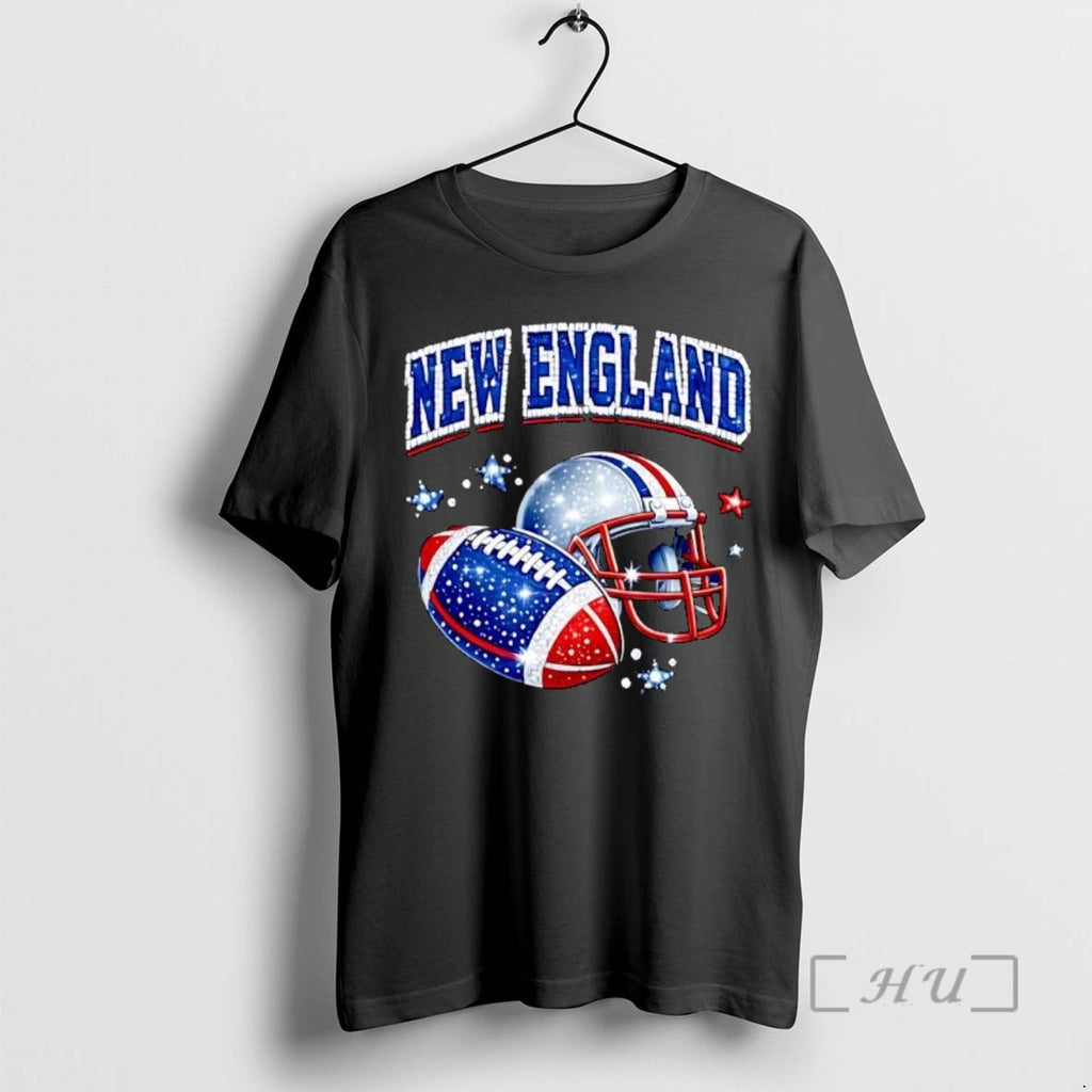 Officials New England Sparkling Glitter Helmet And Football Stars