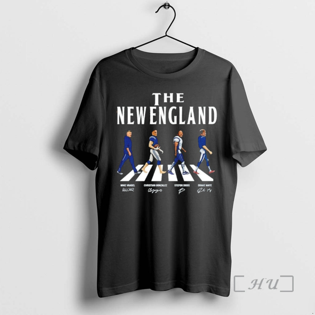 Officials New England Walking Road Signatures Football Drake Maye Stefon Diggs Premium T Shirts Sweater