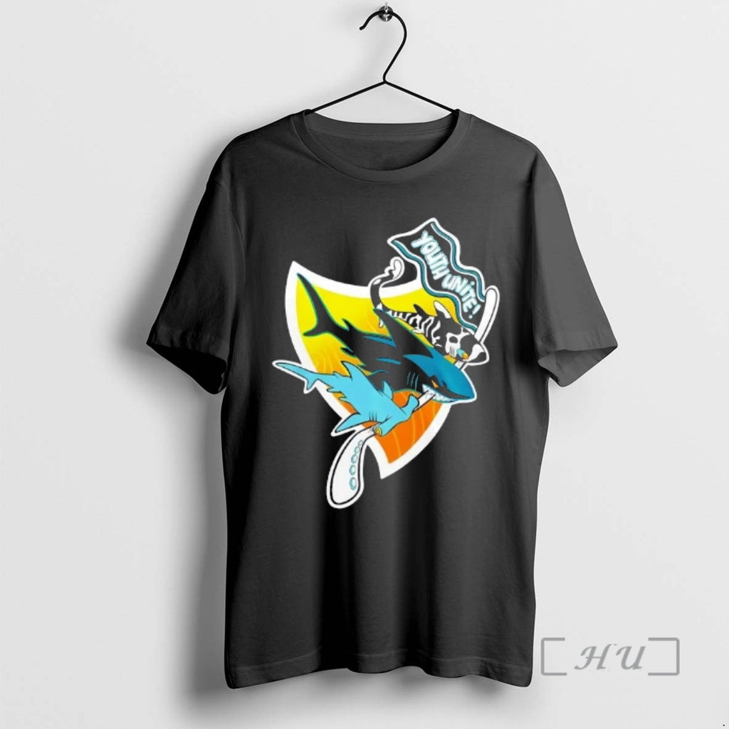 Officials New Logo San Jose Sharks Win Youth Unite 2 Sided Premium T Shirts Sweater