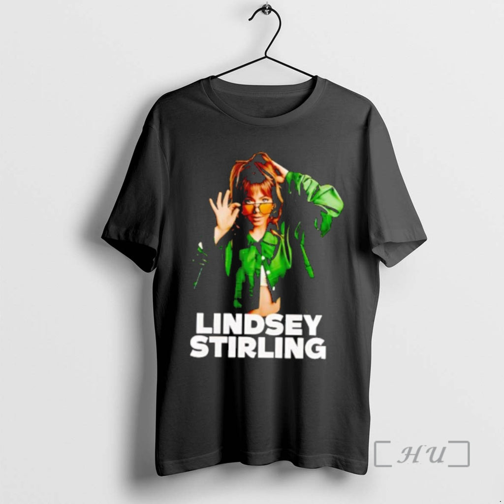 Officials Nice Lindsey Stirling Green Jacket Sunglasses Portrait Music Artist Fan Graphic Premium T Shirts