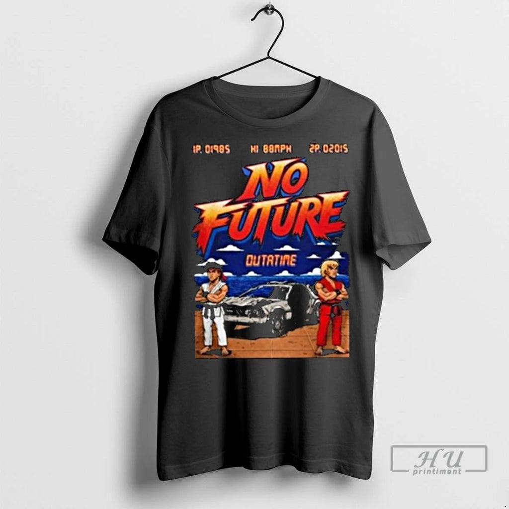 Officials No Future Outatime Retro 80s Arcade Back To The Future Style Long Sleve
