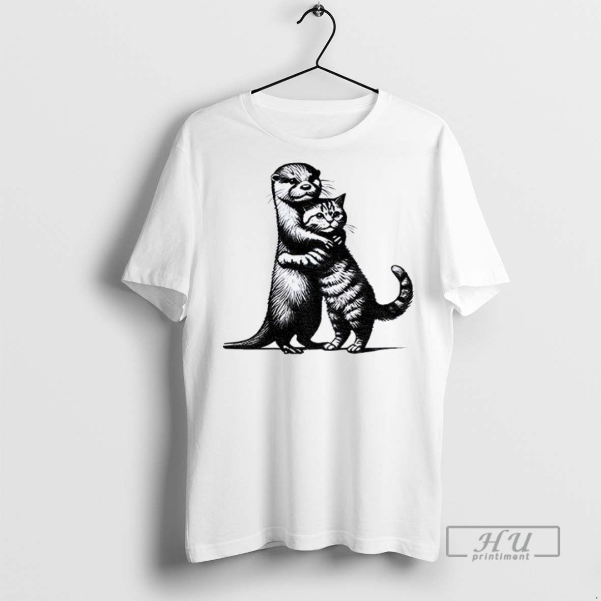 Officials Otter Hug Cat Funny Meme T Shirt s Unisex , , , Long Sleeve Tee