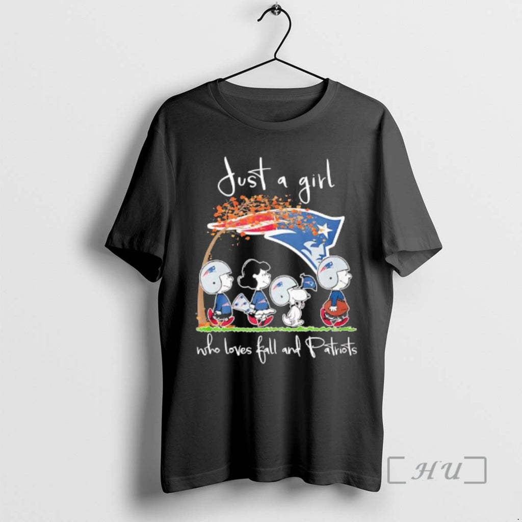 Officials Peanuts Edition Autumn Just A Girl Who Loves Fall And Patriots Premium T Shirts