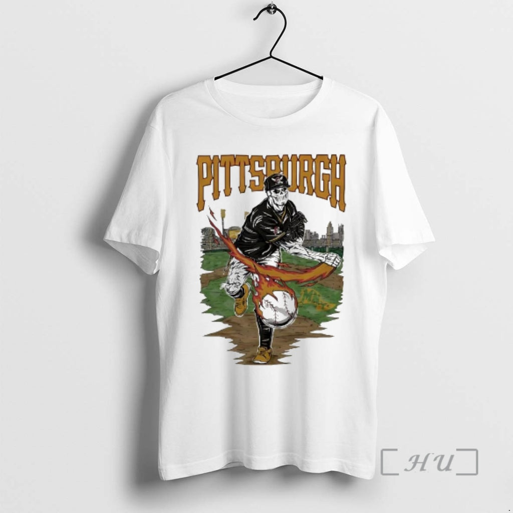 Officials Pittsburgh Pirates Skeleton Pitcher Flaming Baseball