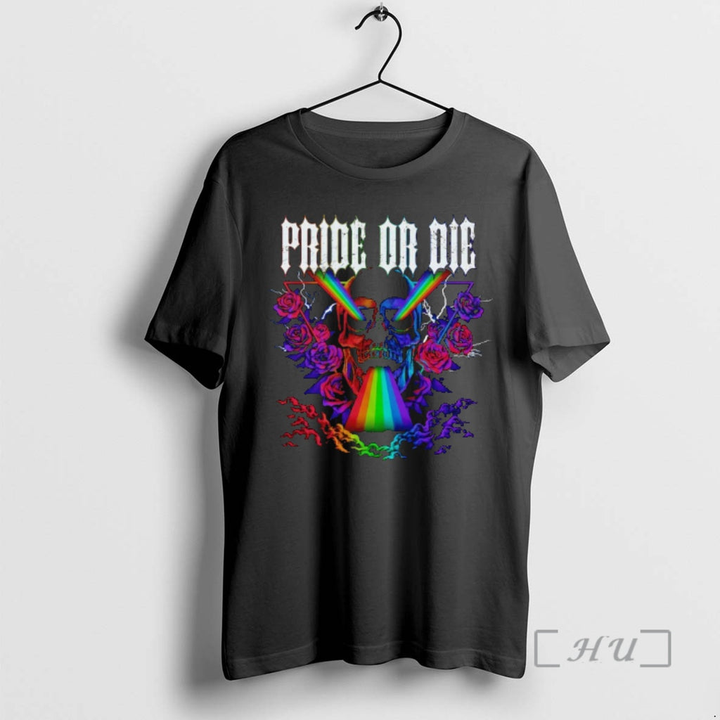 Officials Pride Or Die Skull Rainbow Graphic