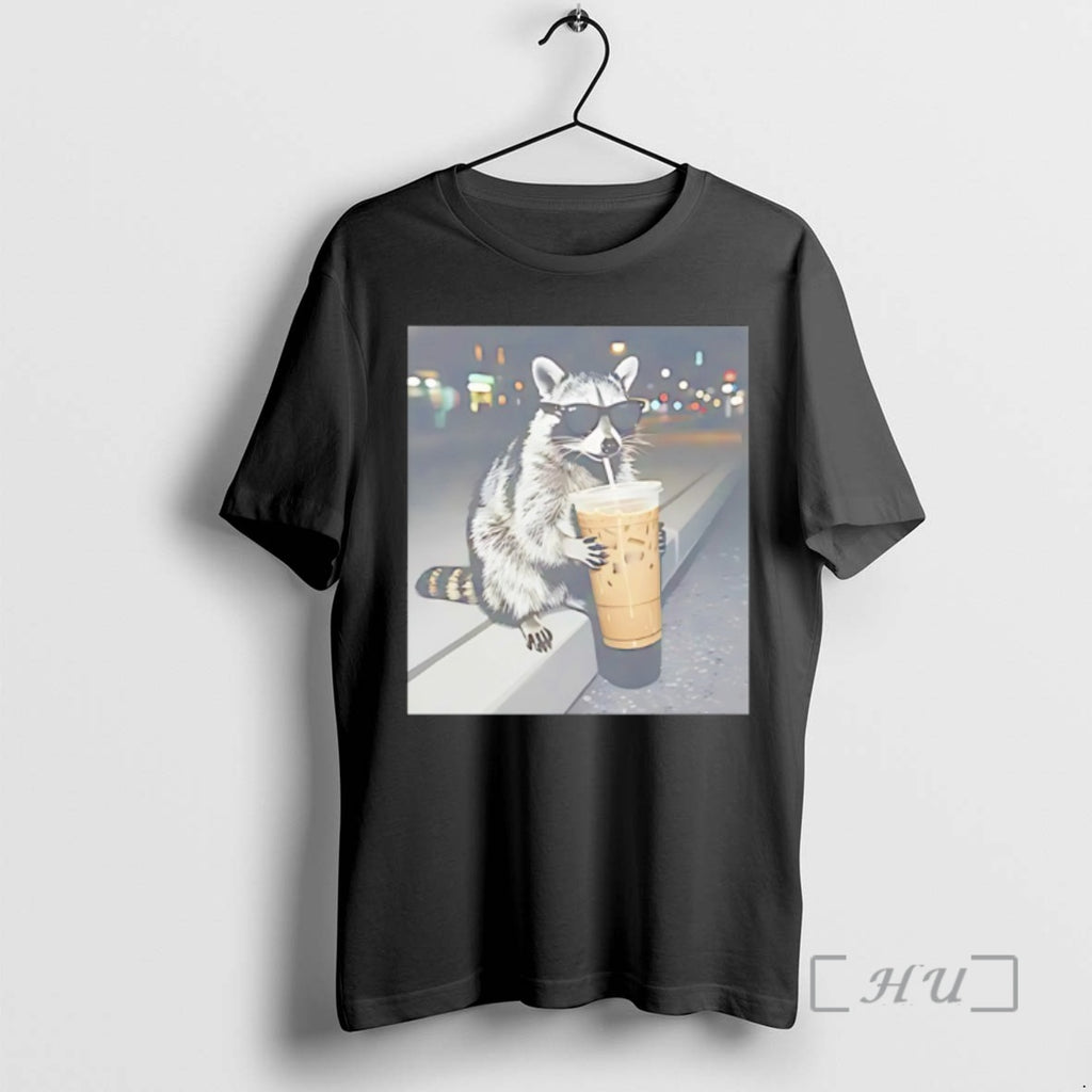 Officials Raccoon Drinking Iced Coffee Photo