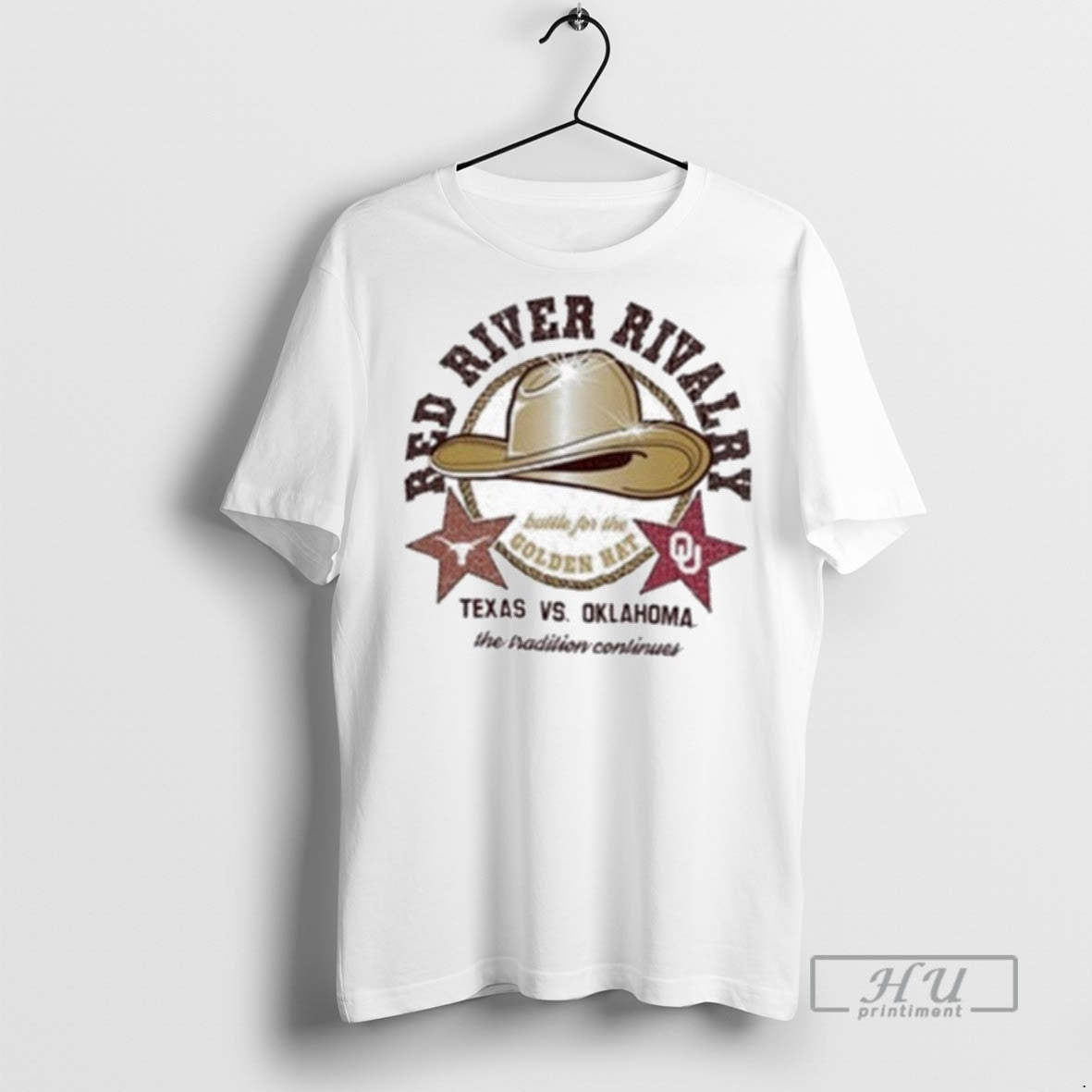 Officials Red River Rivalry Golden Hat Texas Vs Oklahoma T Shirts s Unisex , , , Long Sleeve Tee