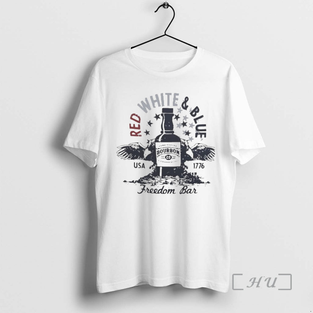 Officials Red White And Blue Usa 1776 Freedom Bar Bourbon Big Premium T Shirts Sweater
