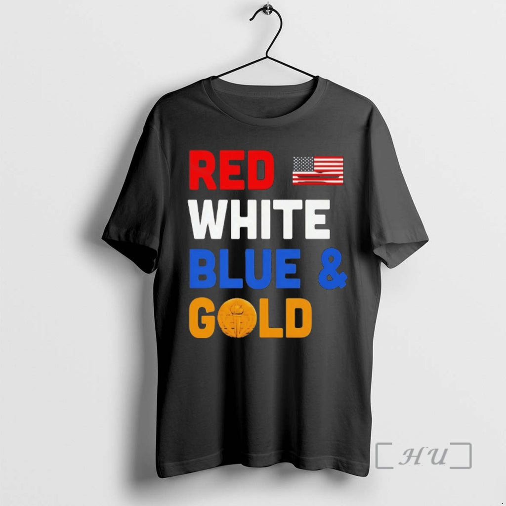 Officials Red White Blue And Gold Usa Flag
