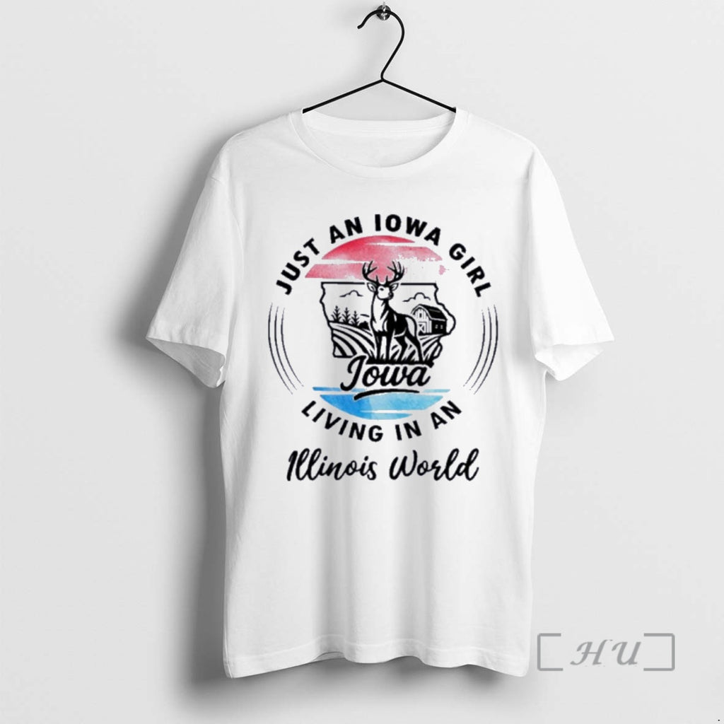 Officials Reindeer Just An Iowa Girl Living In A Illinois World Premium T Shirts Sweater