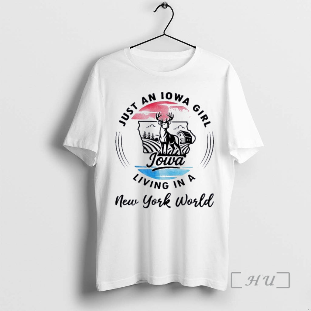 Officials Reindeer Just An Iowa Girl Living In A New York World Premium T Shirts