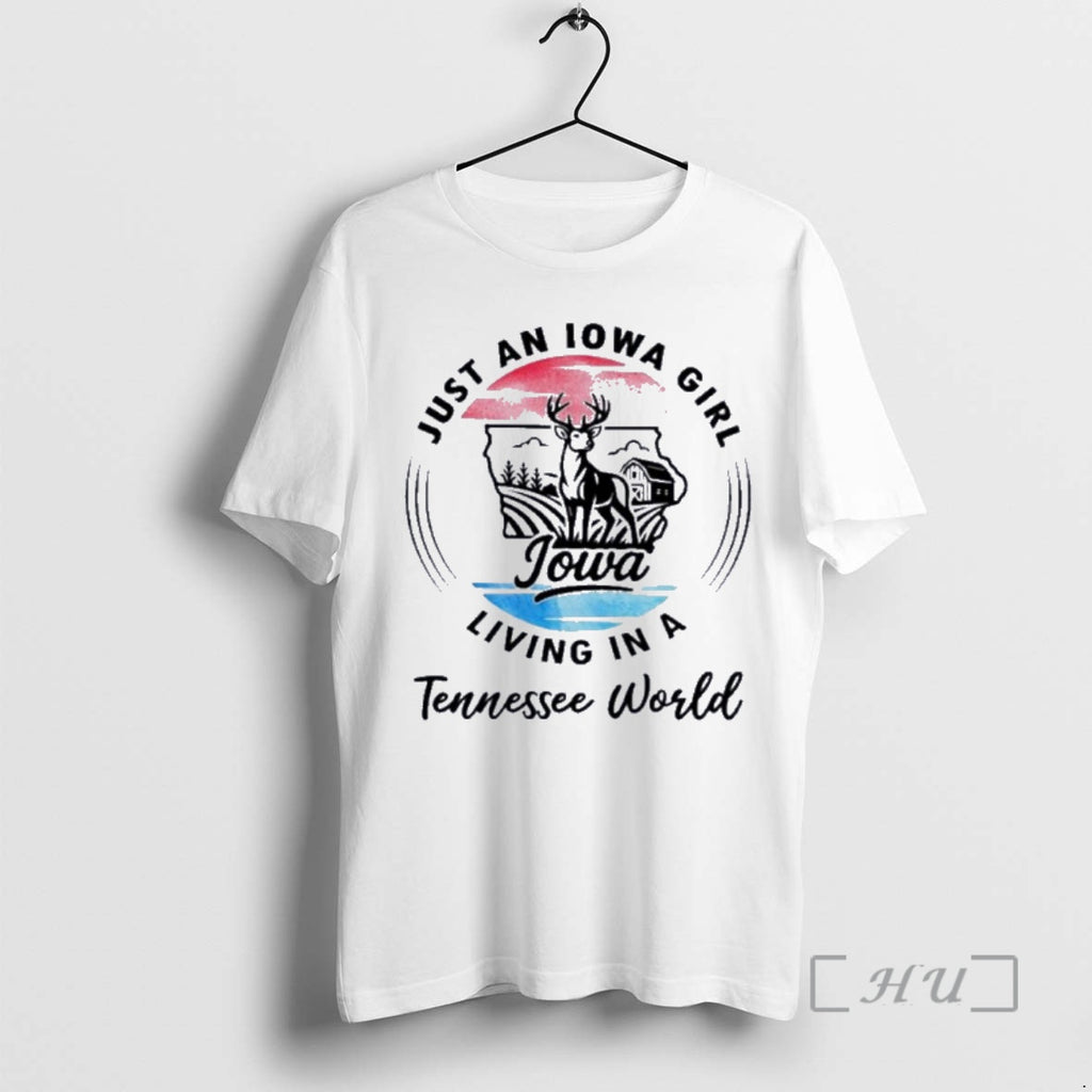 Officials Reindeer Just An Iowa Girl Living In A Tennessee World Premium T Shirts Sweater