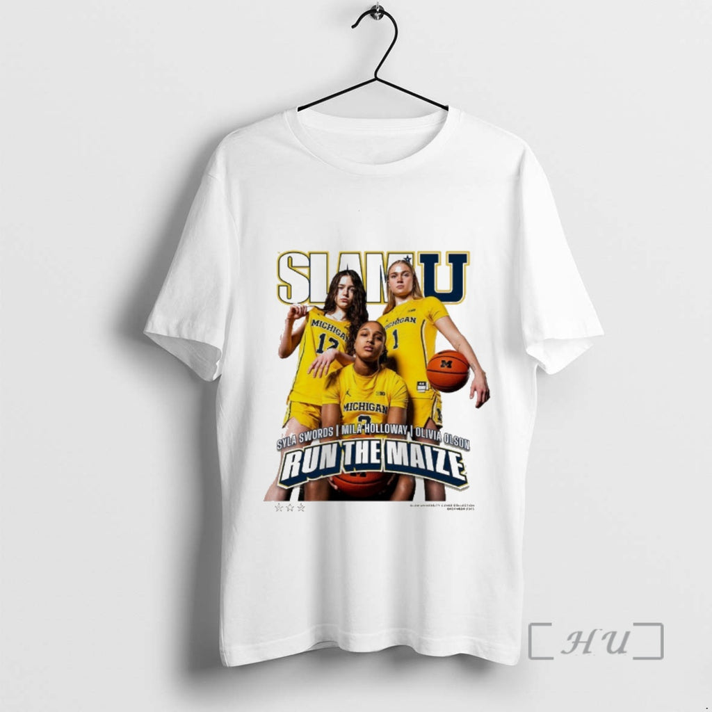 Officials Slam Cover Michigan Wbb Syla Swords Mila Holloway And Olivia Olson Premium T Shirts