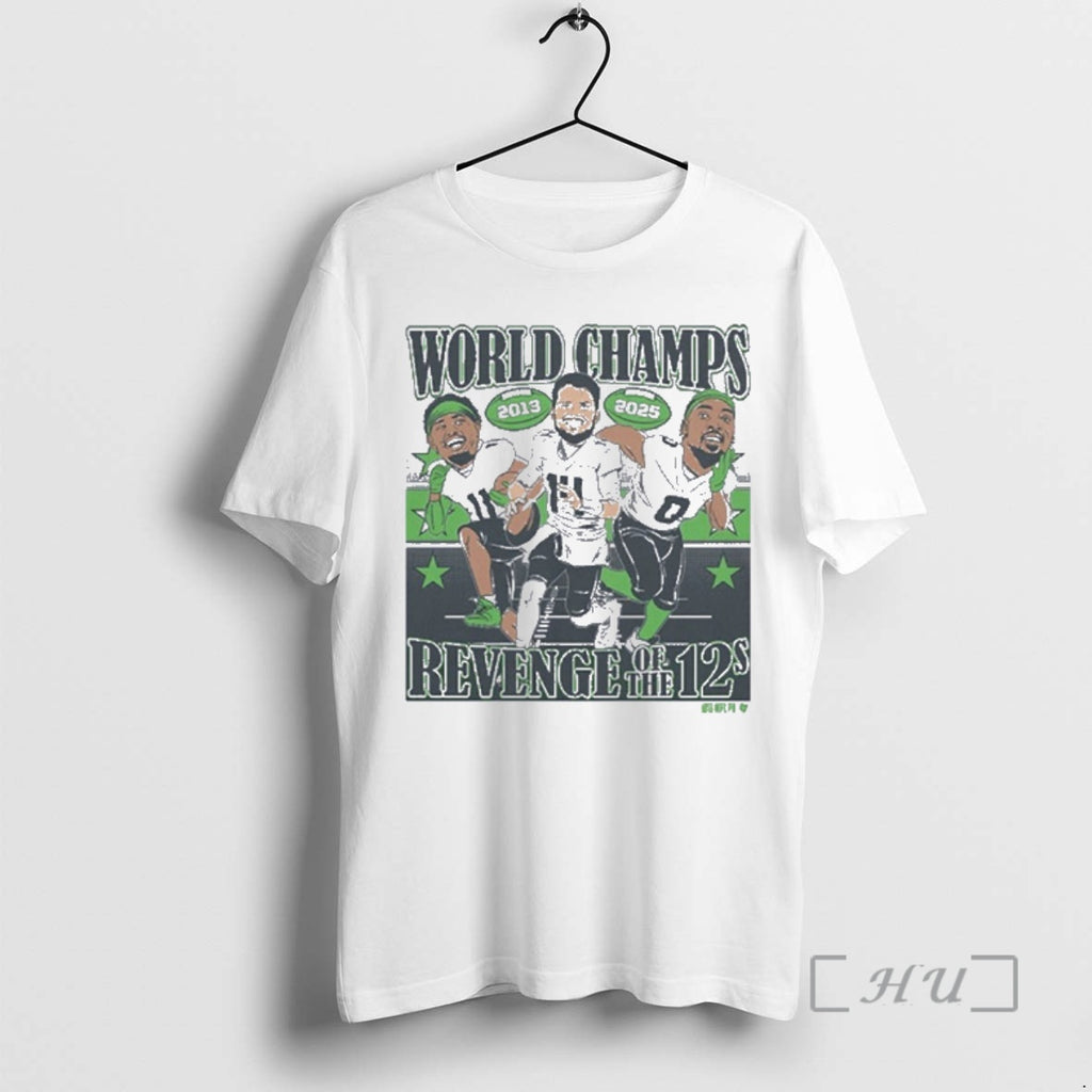 Officials Sam Darnold Jaxon Smith Njigba Demarcus Lawrence World Champions Caricatures Premium T Shirts Sweater