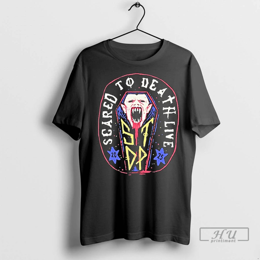 Officials Scared To Death Live 2025 Vampire Coffin T Shirt