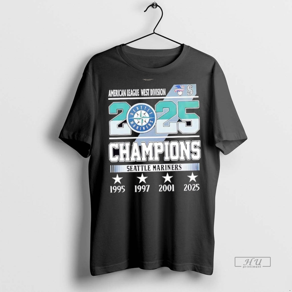 Officials Seattle Mariners 2025 Al West 4x Champions Players Number And Name T Shirt Sweater
