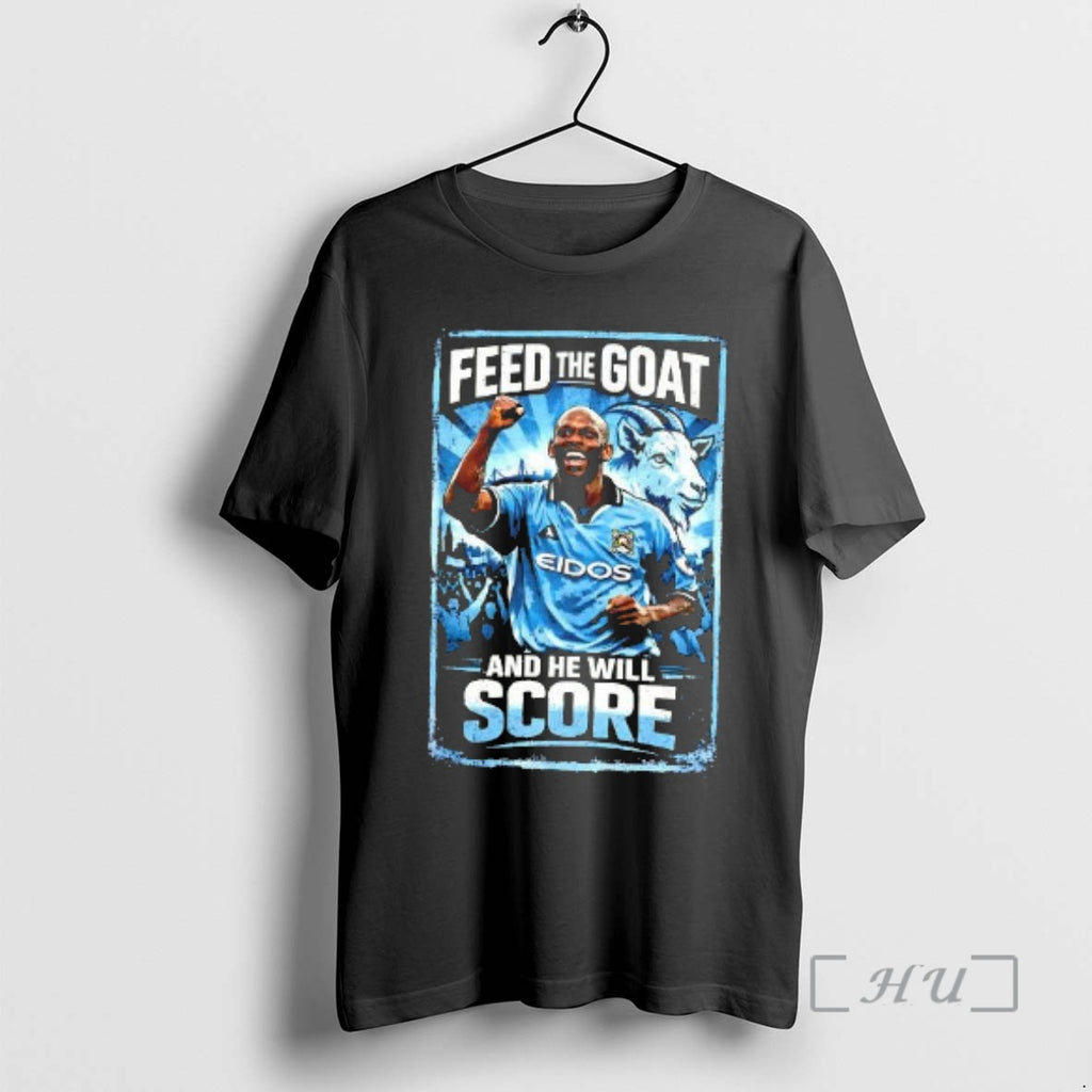 Officials Shaun Goater Manchester City Feed The Goat And He Will Score Premium T Shirts