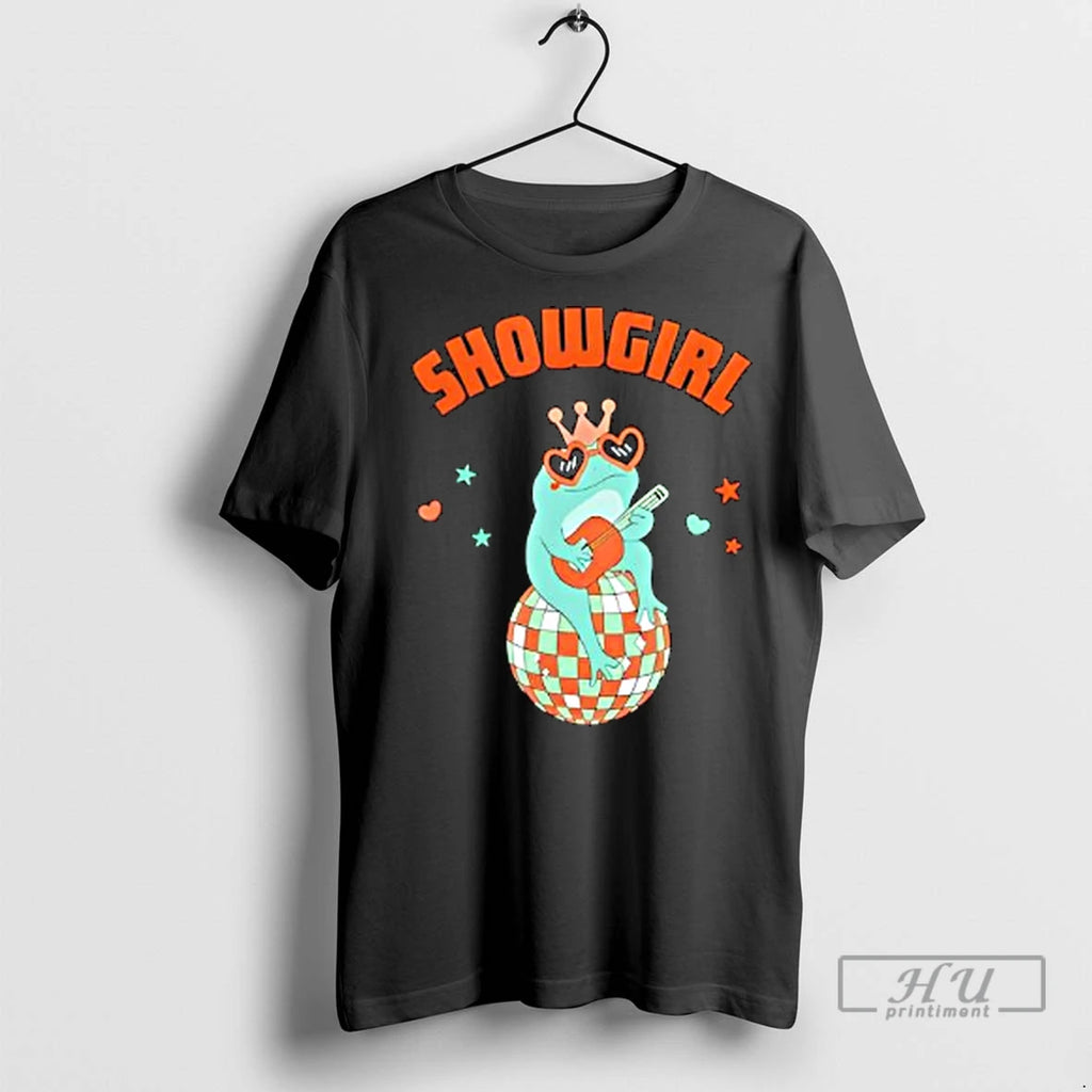 Officials Showgirl Frog Playing Guitar On A Mirror Ball Ladies T Shirt