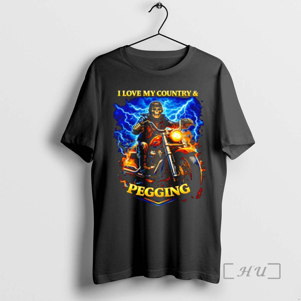 Officials Skeleton Driving Motor I Love My Country And Pegging Graphic Premium T Shirts Sweater