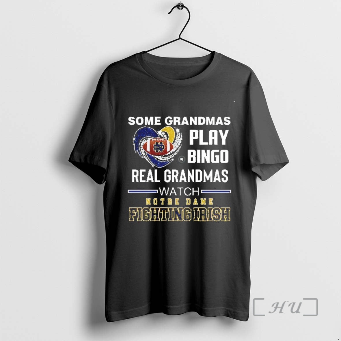 Officials Some Grandmas Play Bingo Real Grandmas Watch Notre Dame Fighting Irish Diamond Heart T-Shirts