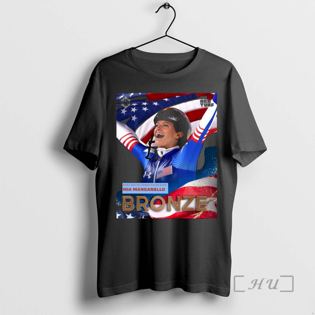 Officials Speed Skating Womens Mass Start Mia Manganello Bronze Milan Cortina 2026 Premium T Shirts