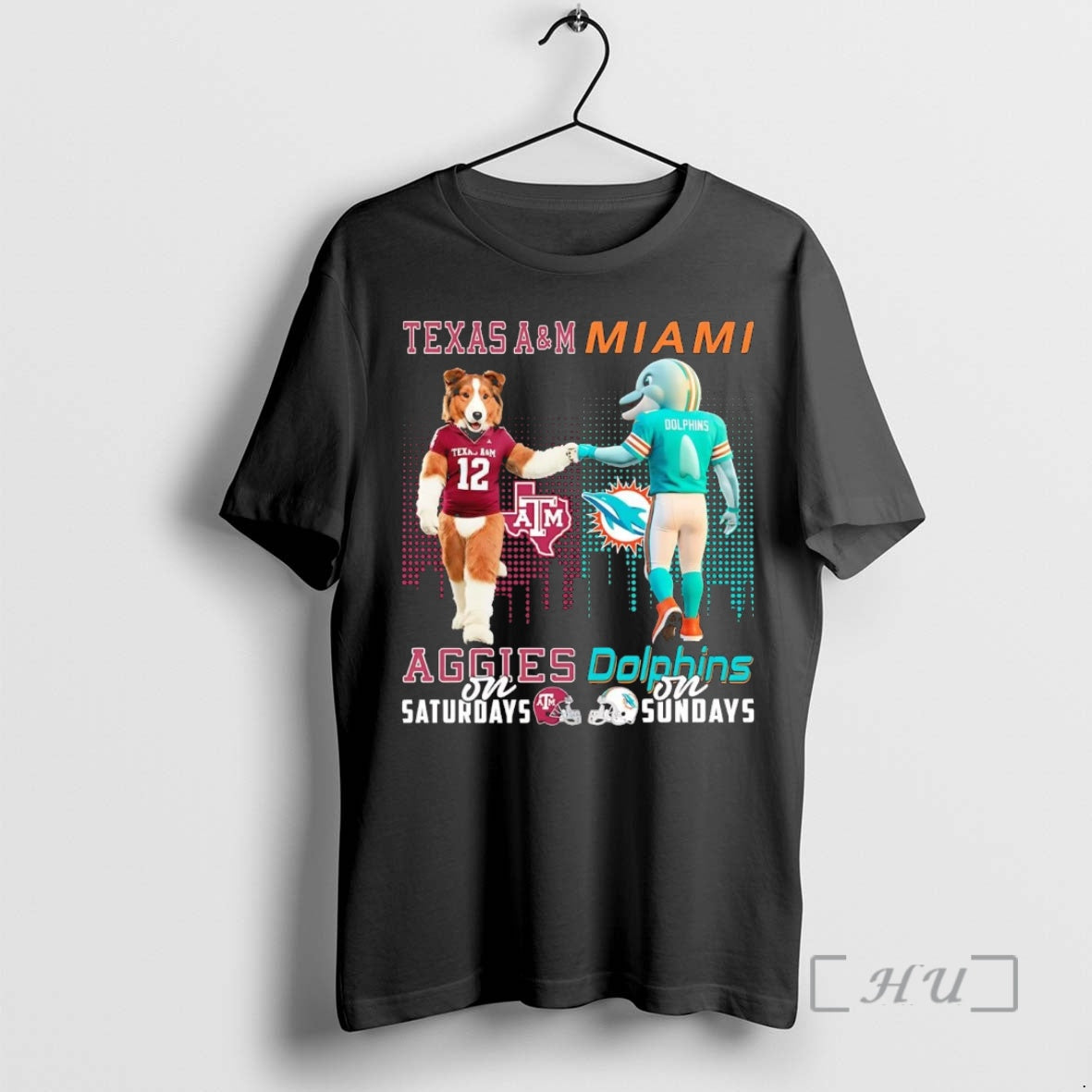 Officials Texas Am Aggies Saturdays Miami Dolphins Sundays Mascot T-Shirts
