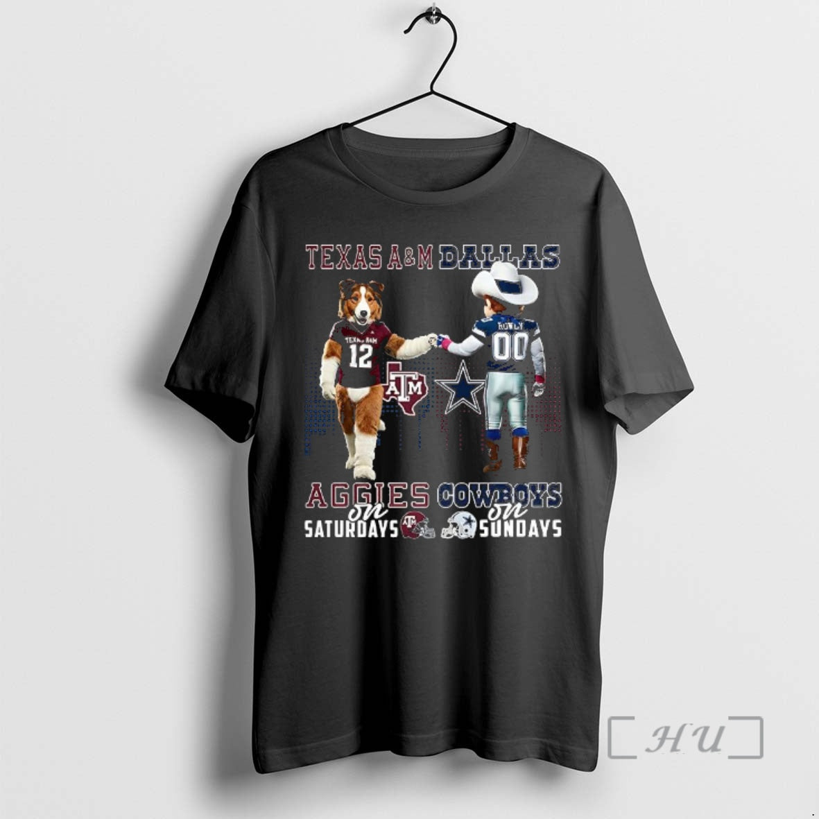Officials Texas Am Aggies Saturdays Vs Dallas Cowboys Sundays Mascot T-Shirts