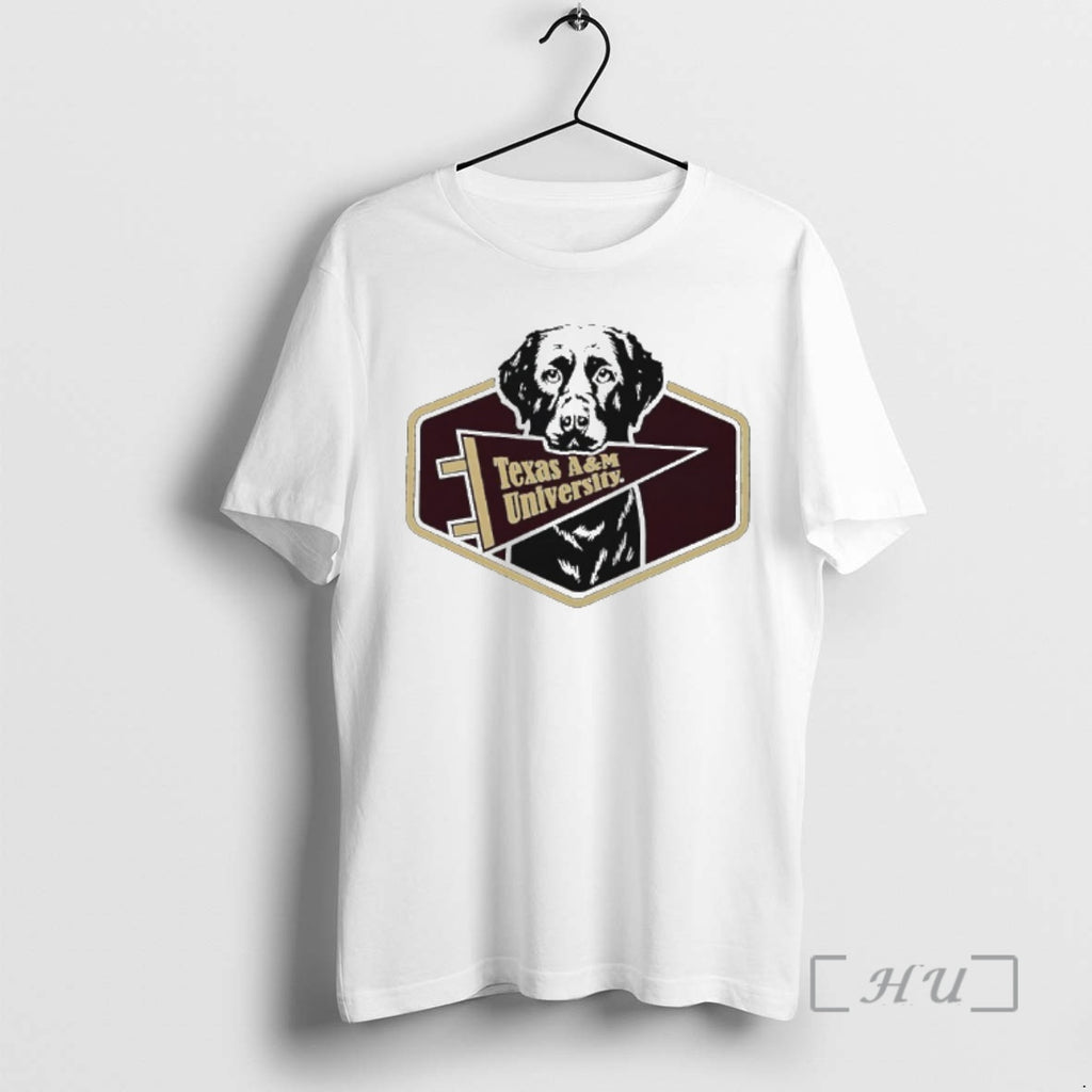 Officials Texas Am Dog Holding Am Pennant