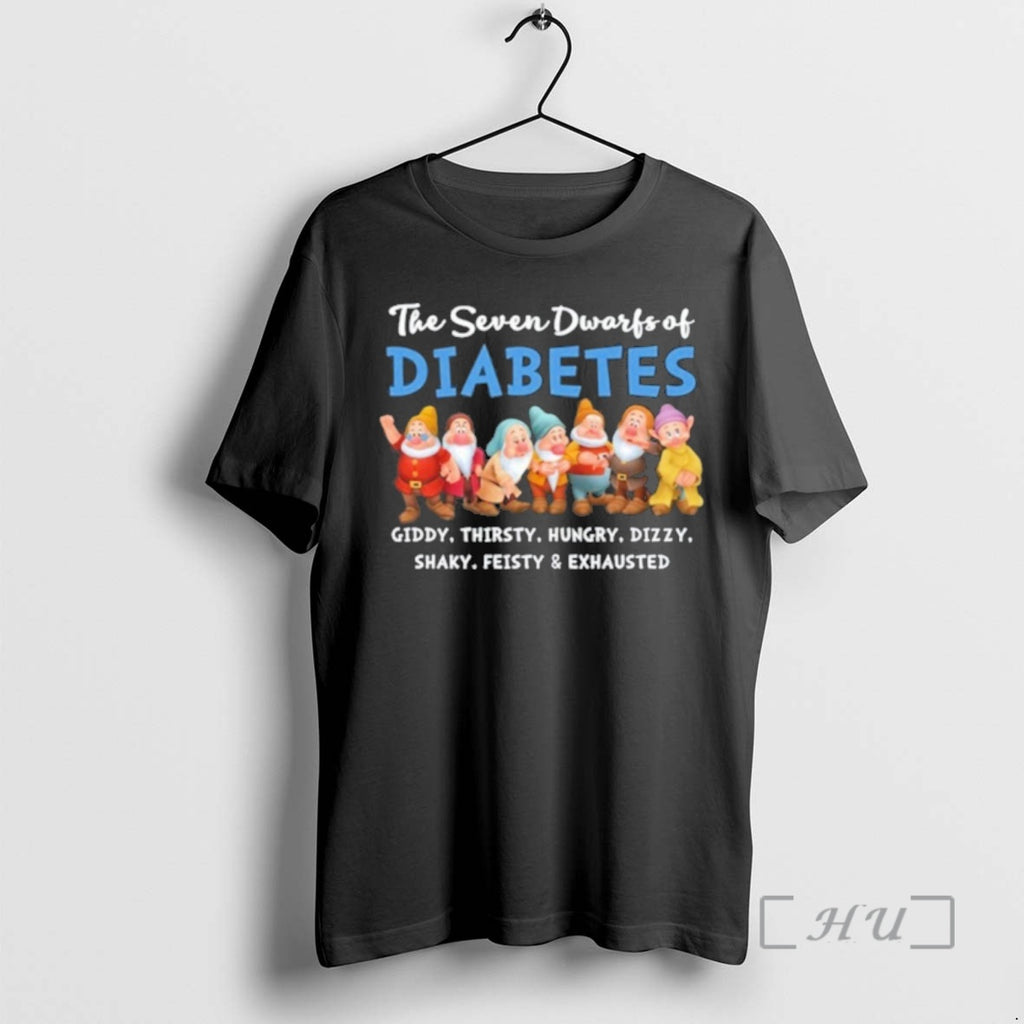 Officials The Seven Dwarfs Diabetes Dizzy Thirsty Hungry Dizzy Shaky Feisty Exhausted Premium T Shirts