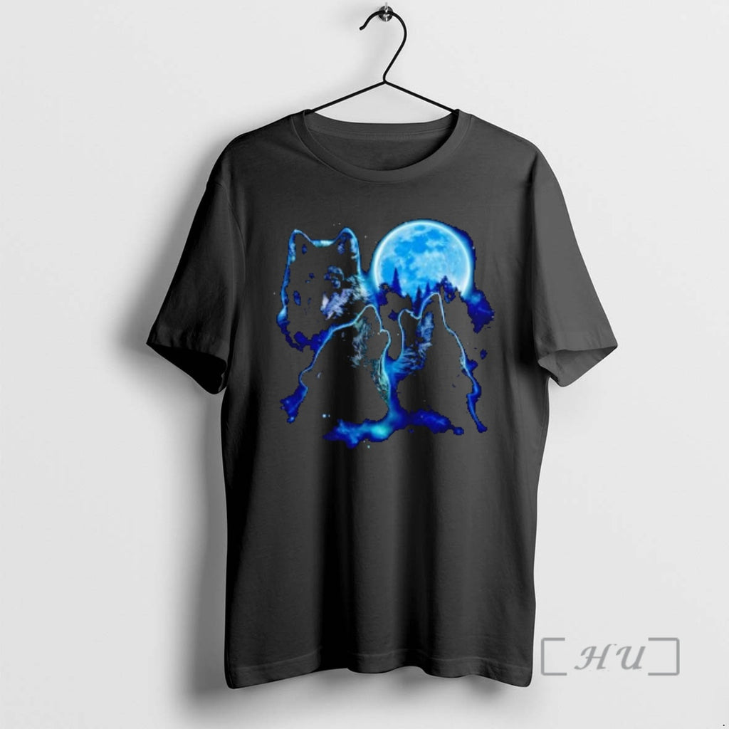 Officials Three Wolves Howling Under Icy Full Moon Graphic