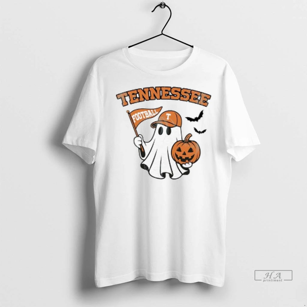 Officials Trendy Halloween Ghost Tennessee Volunteers Football Flag Pumpkin Ladies Shirt Sweater