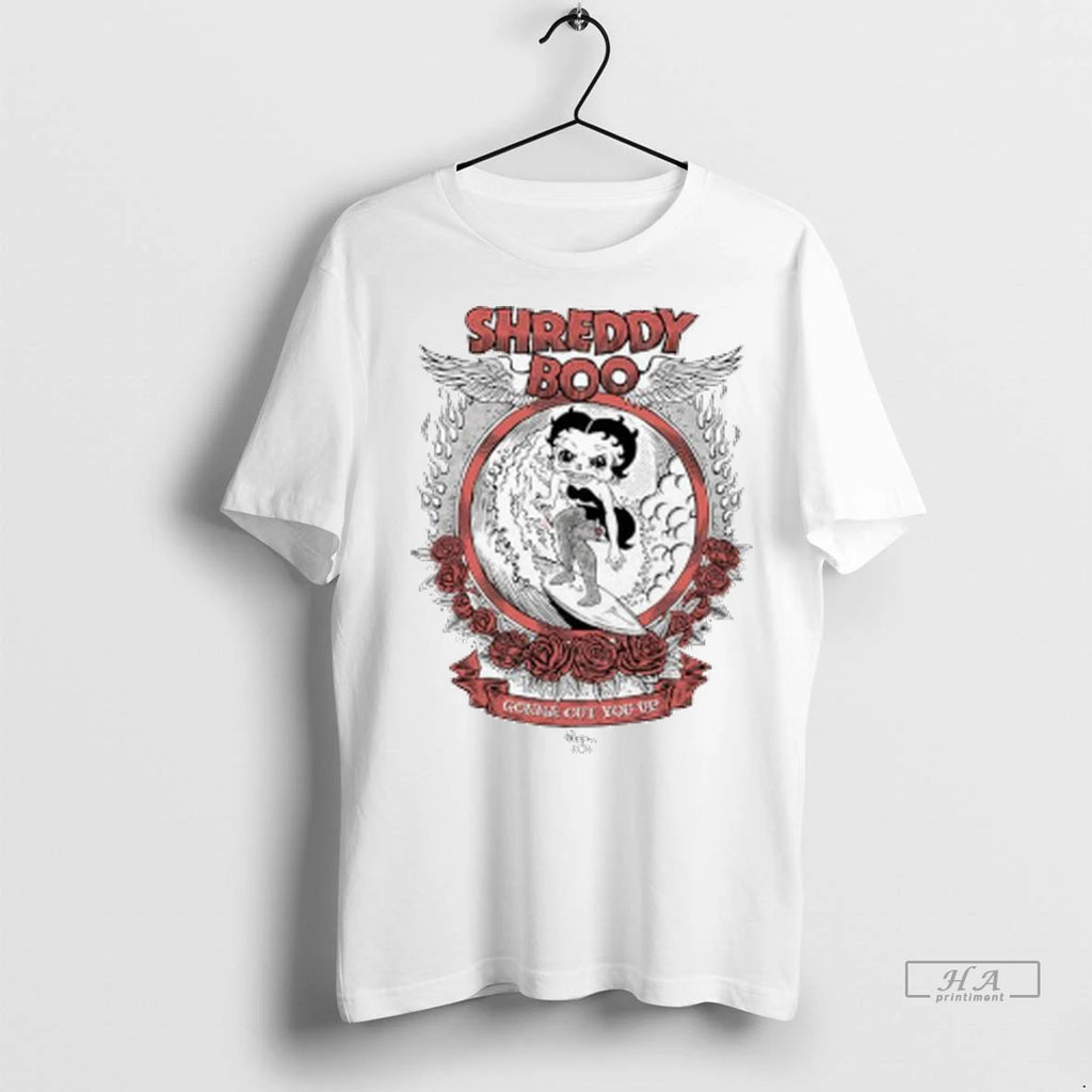Officials Trendy Shreddy Boo Gonna Cut You Up Wreath Of Red Roses Ladies Shirt Sweater