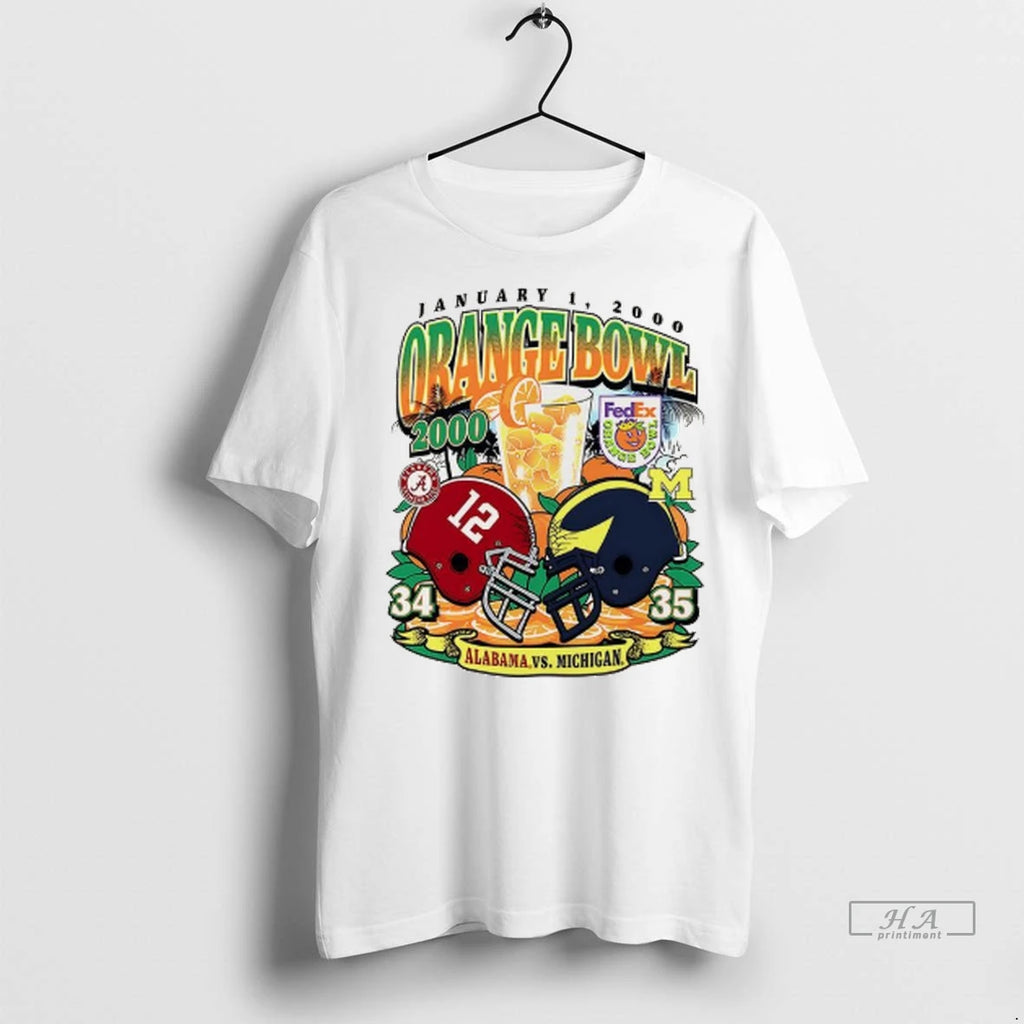 Officials Trendy University Alabama Vs Michigan Orange Bowl 2000 Helmet Shirt Sweater