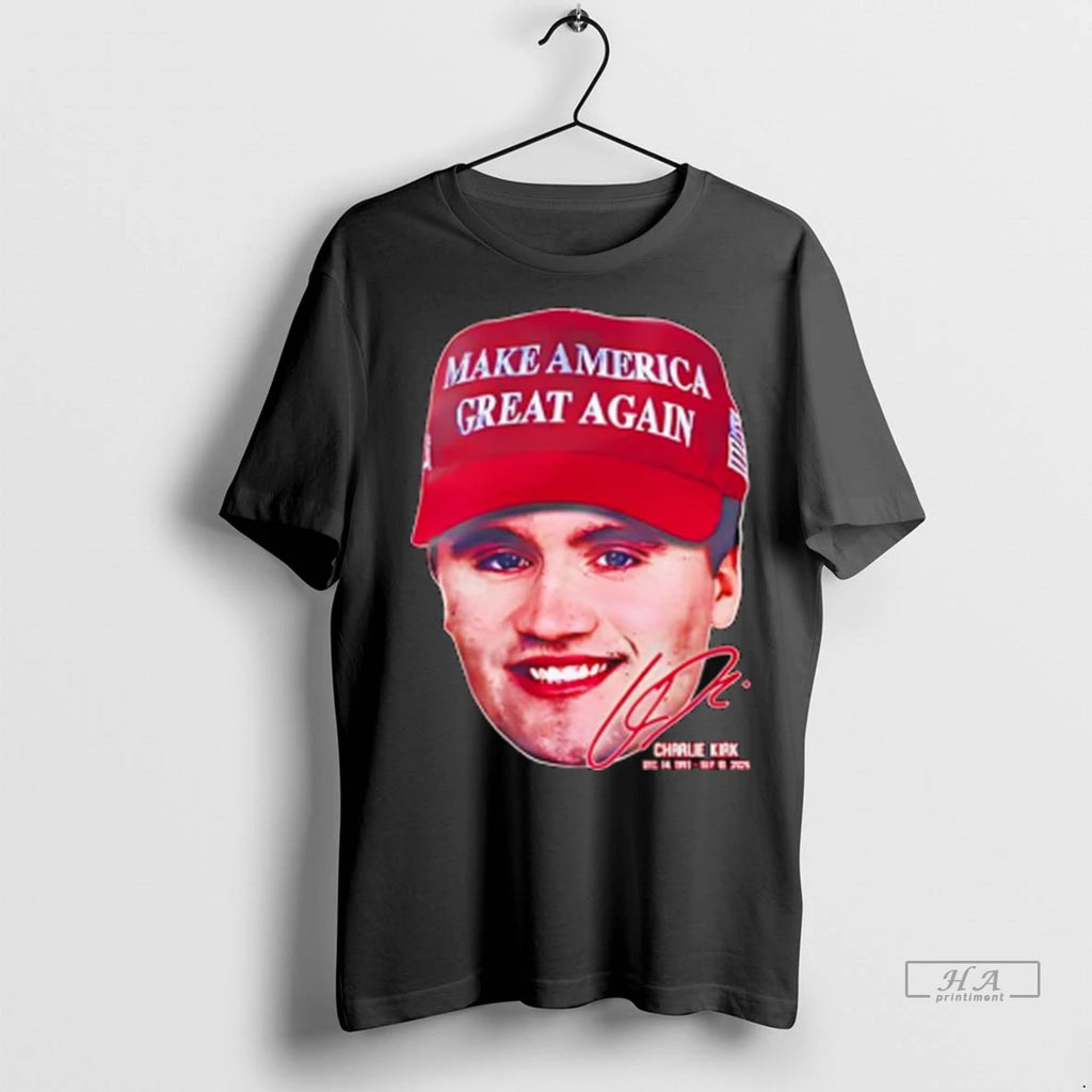 Officials Trendy Rest In Peace Charlie Kirk Signature Face Hat With Make America Great Again