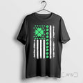 Officials Us American Flag Design With Shamrocks For St Patricks Day Premium T Shirts Sweater