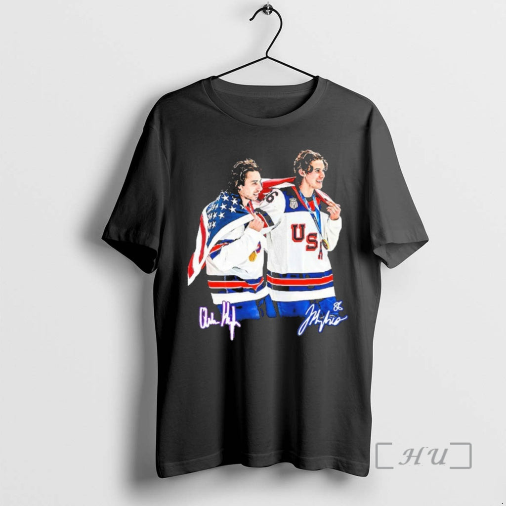 Officials Usa Gold Medal Hockey Champion Jack Hughes Quinn Hughes 1 Premium T Shirts Sweater