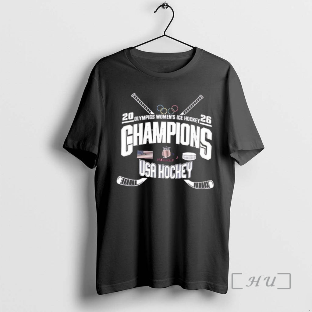 Officials Usa Hockey 2026 Olympic Womens Ice Hockey 2x Champions 2 Sided Premium T Shirts