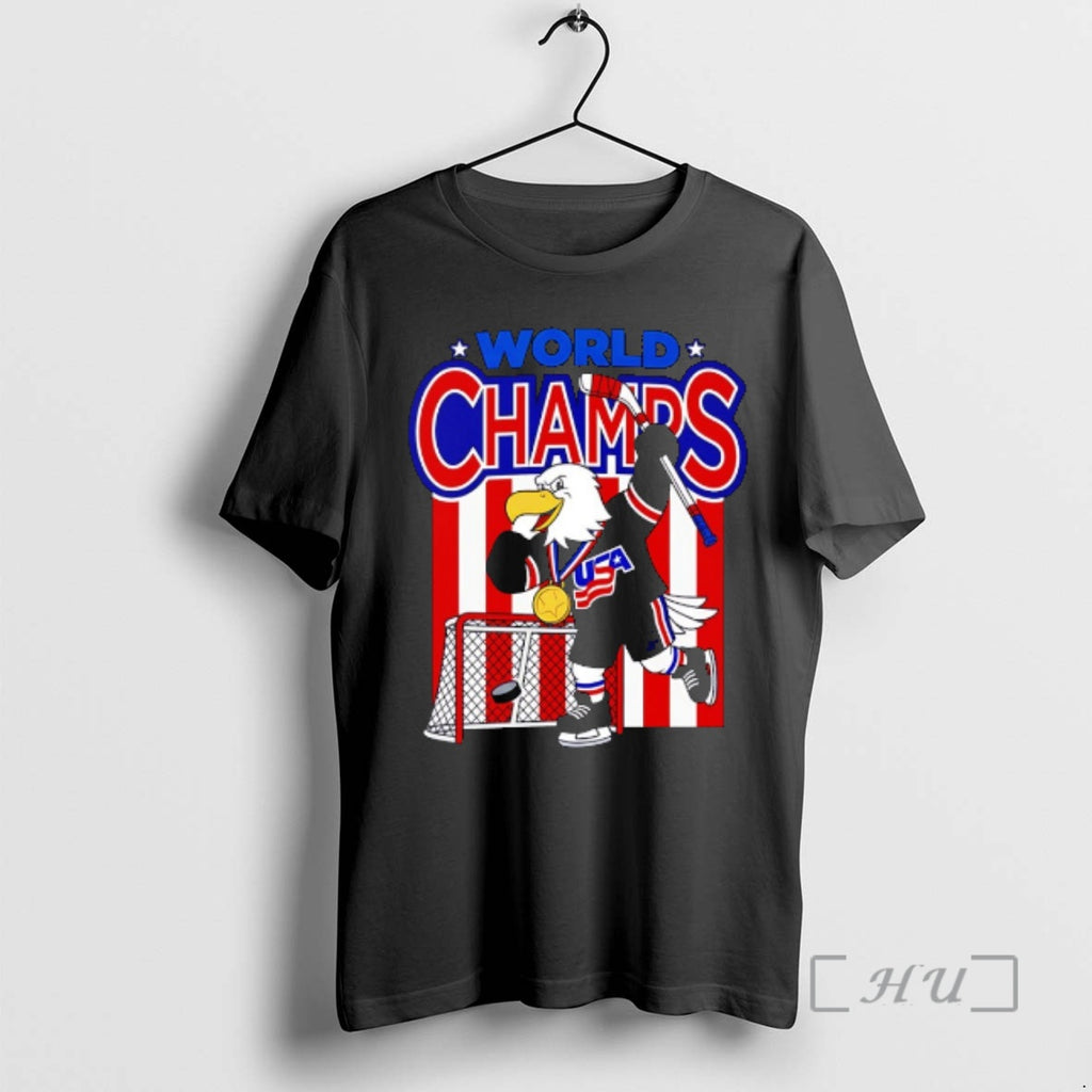 Officials Usa World Champs Mascot Holding Hockey Stick