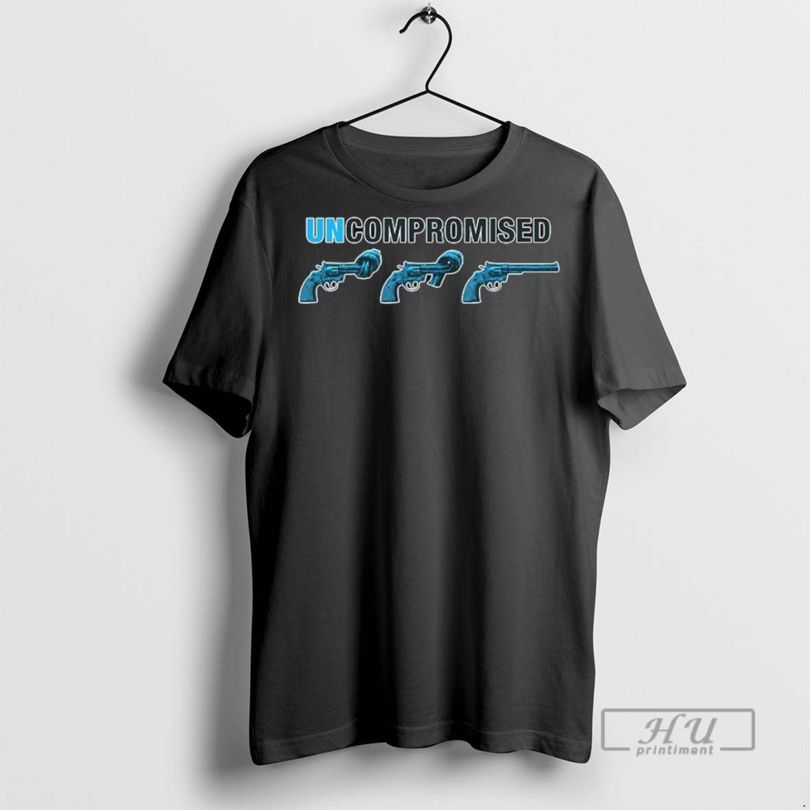 Officials Uncompromised Evolution Gun Illustration Blue Revolver Ceramic Ceramic And Classic Dad Cap T Shirts