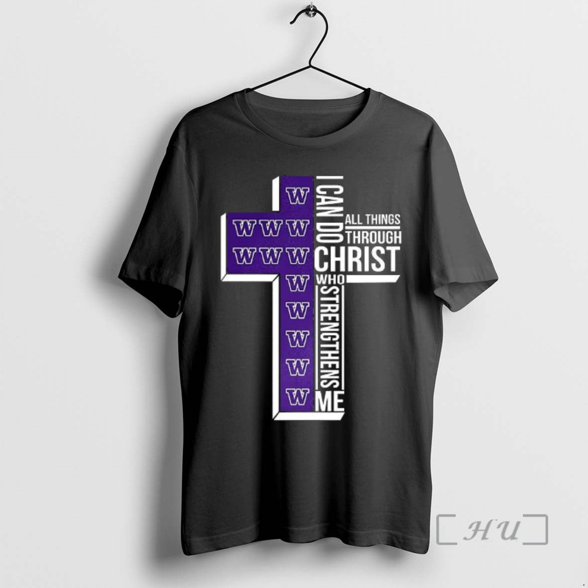 Officials Washington Huskies Ncaa I Can Do All Things Through Christ Who Strengthens Me Cross T-Shirts