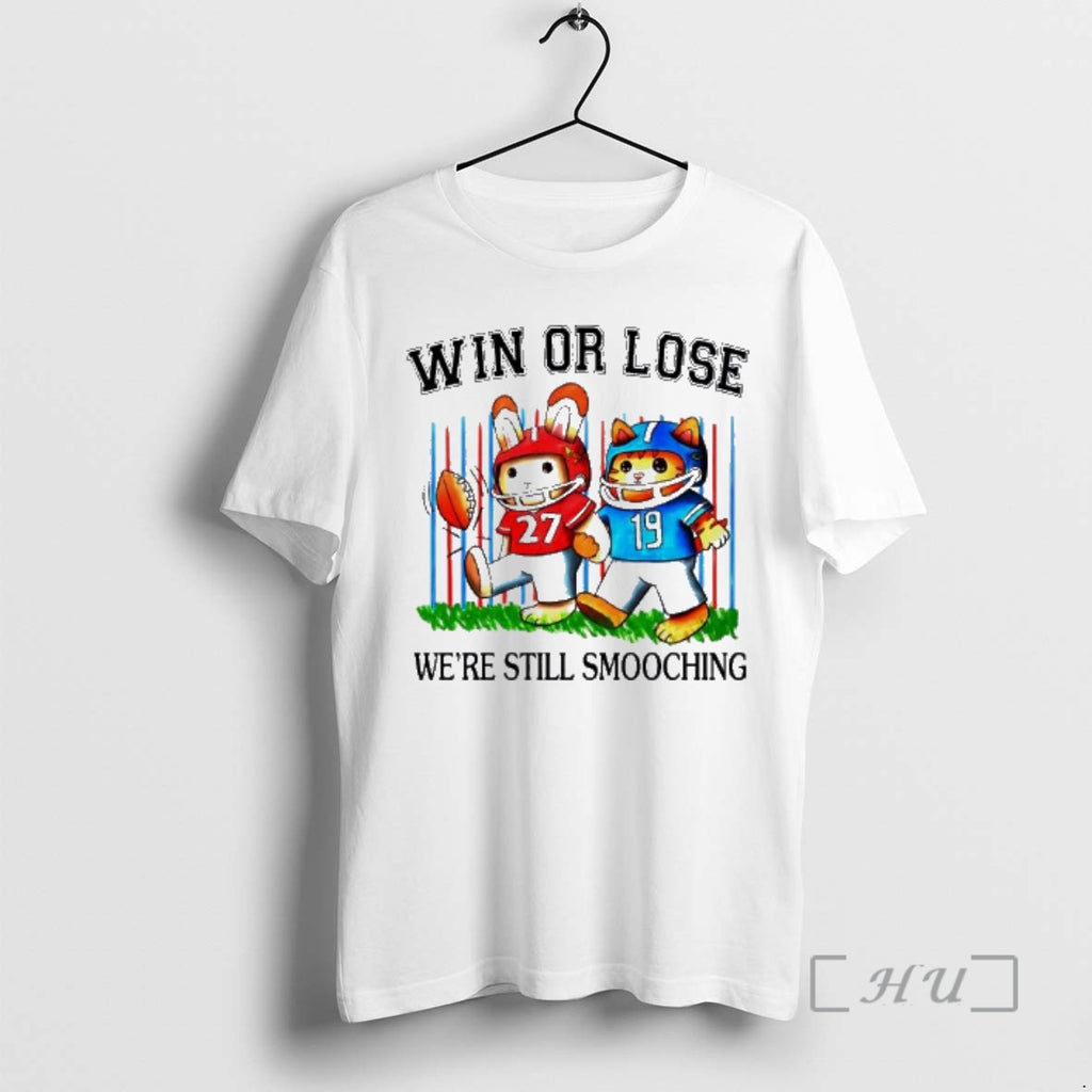 Officials Win Or Lose Were Still Smooching Rabbit And Cat Football Premium T Shirts Sweater