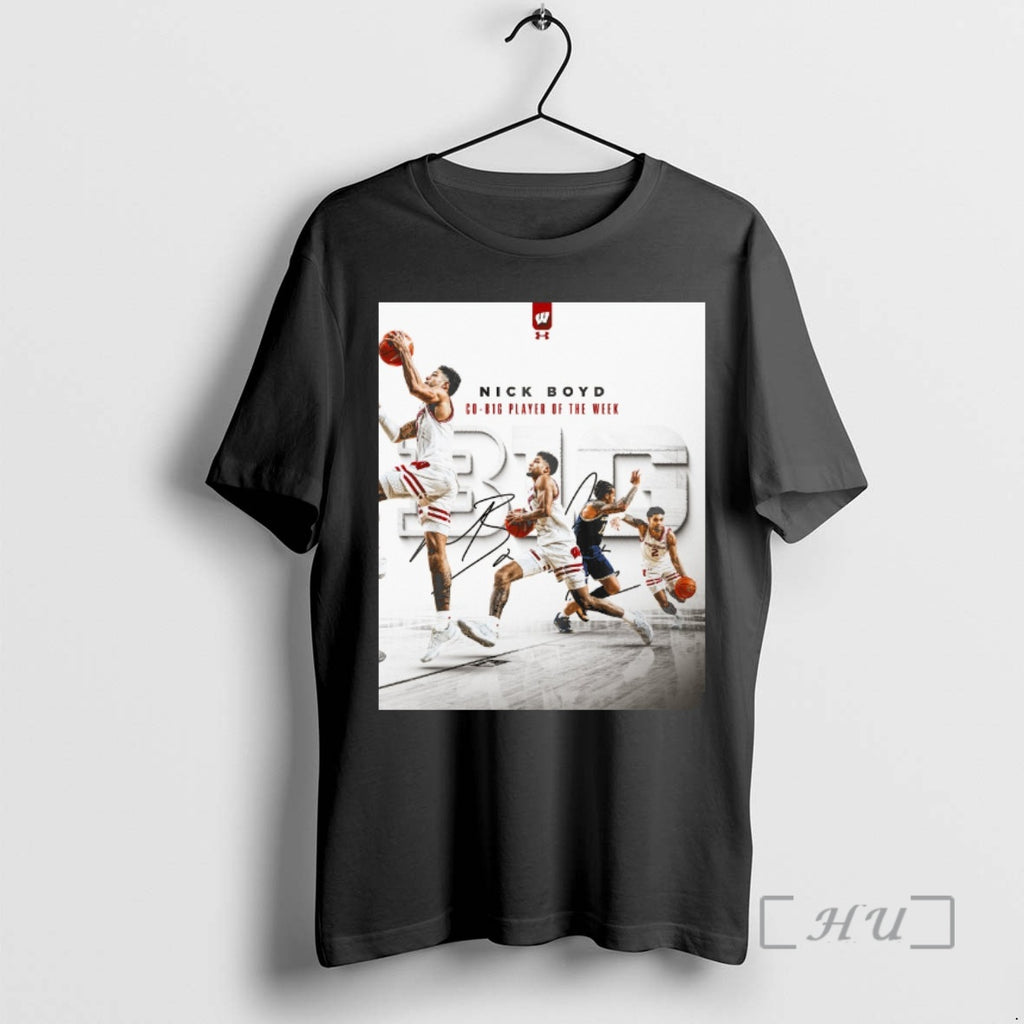 Officials Wisconsin Basketball Nick Boyd Co B1g Player Of The Week Signature Premium T Shirts