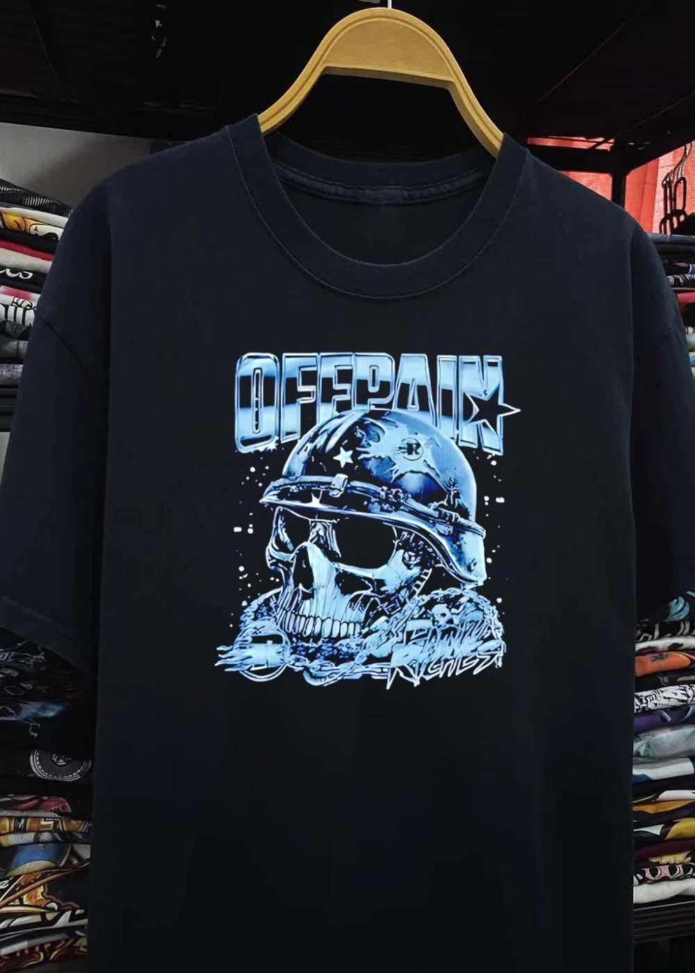 Offpain Riches Skull Wearing Military Helmet T-Shirt