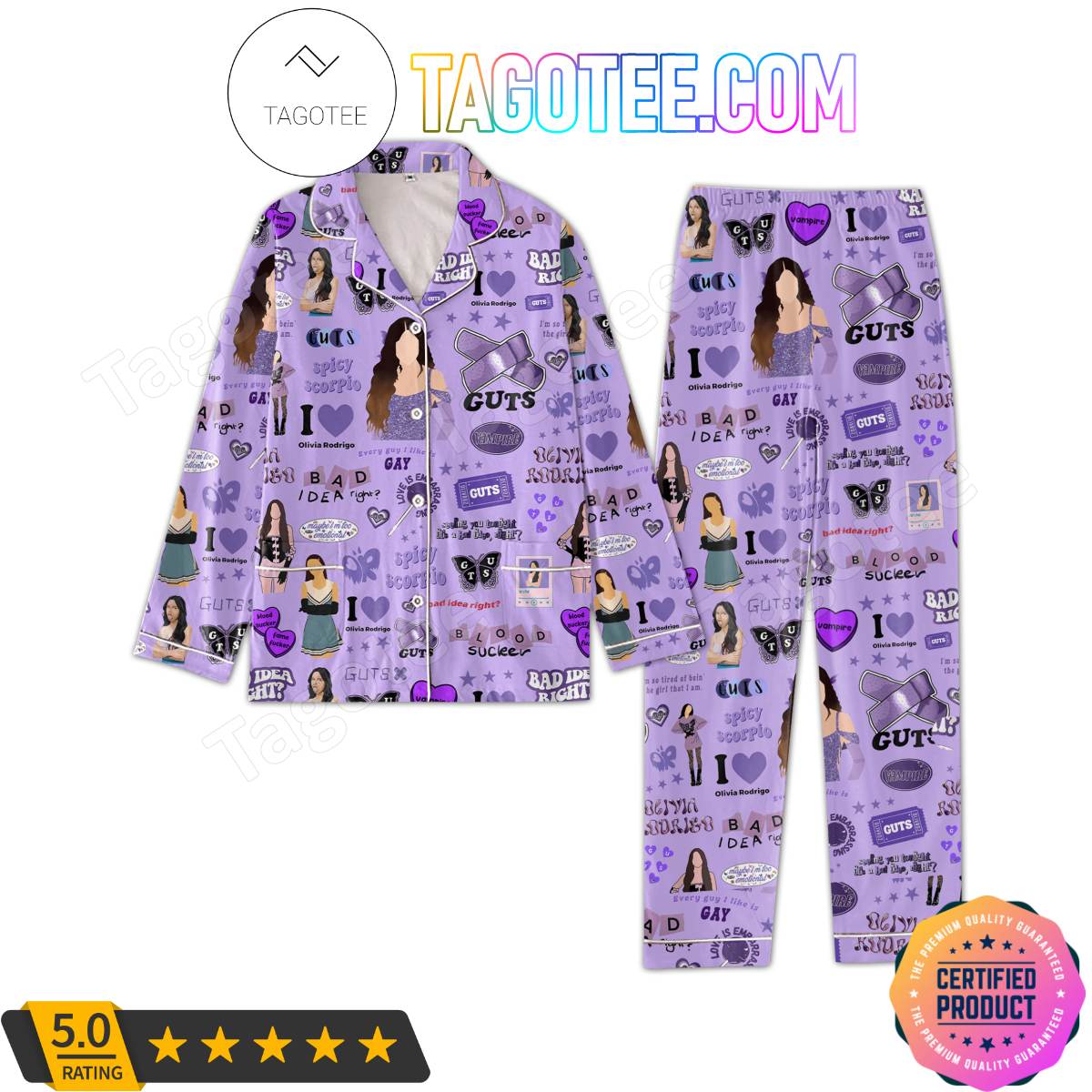 Olivia Rodrigo Music Stickers Pajama Sets Sleepwear