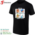 Orcaz Amity Days four character portrait grid parody shark bite album cover shirt