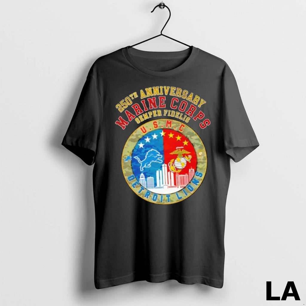 Original 250th Anniversary Marine Corps Semper Fidelis U S M C Detroit Lions Skyline